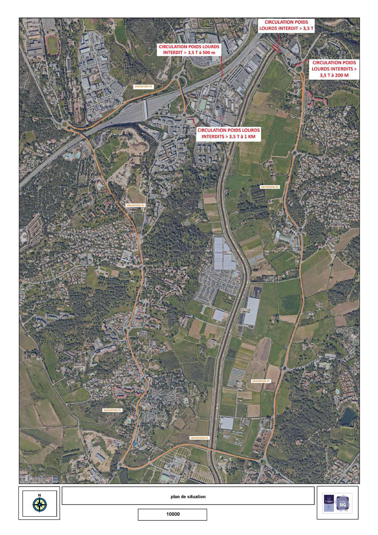 plan de circulation PL LACHENAUD Secteur Capitou / A8 - installation de portiques - hauteur 3,40m